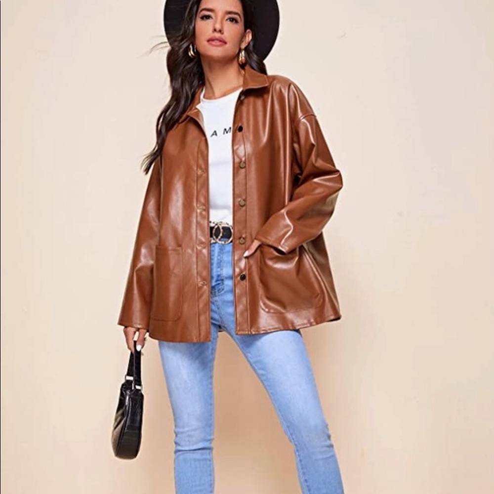 Brown leather jacket